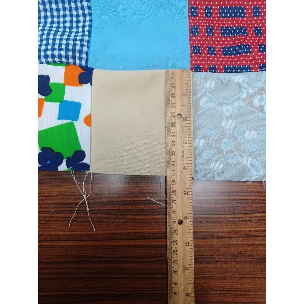 Vintage Patches Lot Of 54 Quilting Colorful 1970's - 80's Patchwork Scrap Quilt